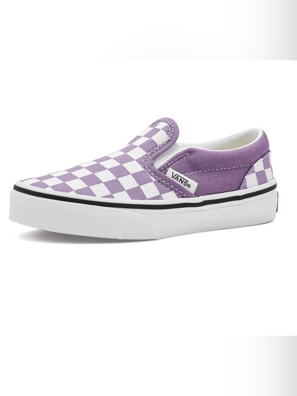 Vans Kids Slip-On Checkerboard Shoe - Lavender & White in box